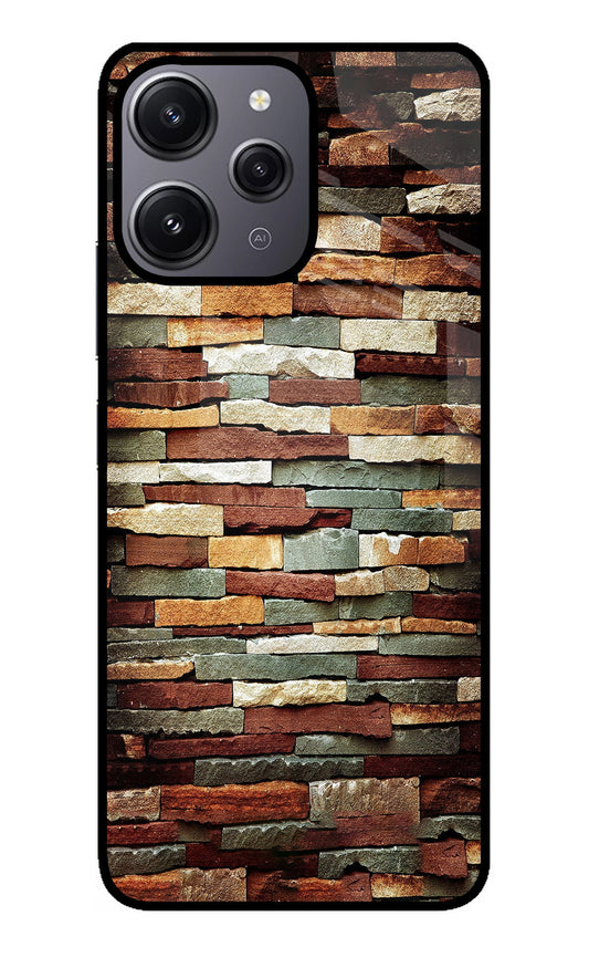 Bricks Pattern Redmi 12 4G Glass Case