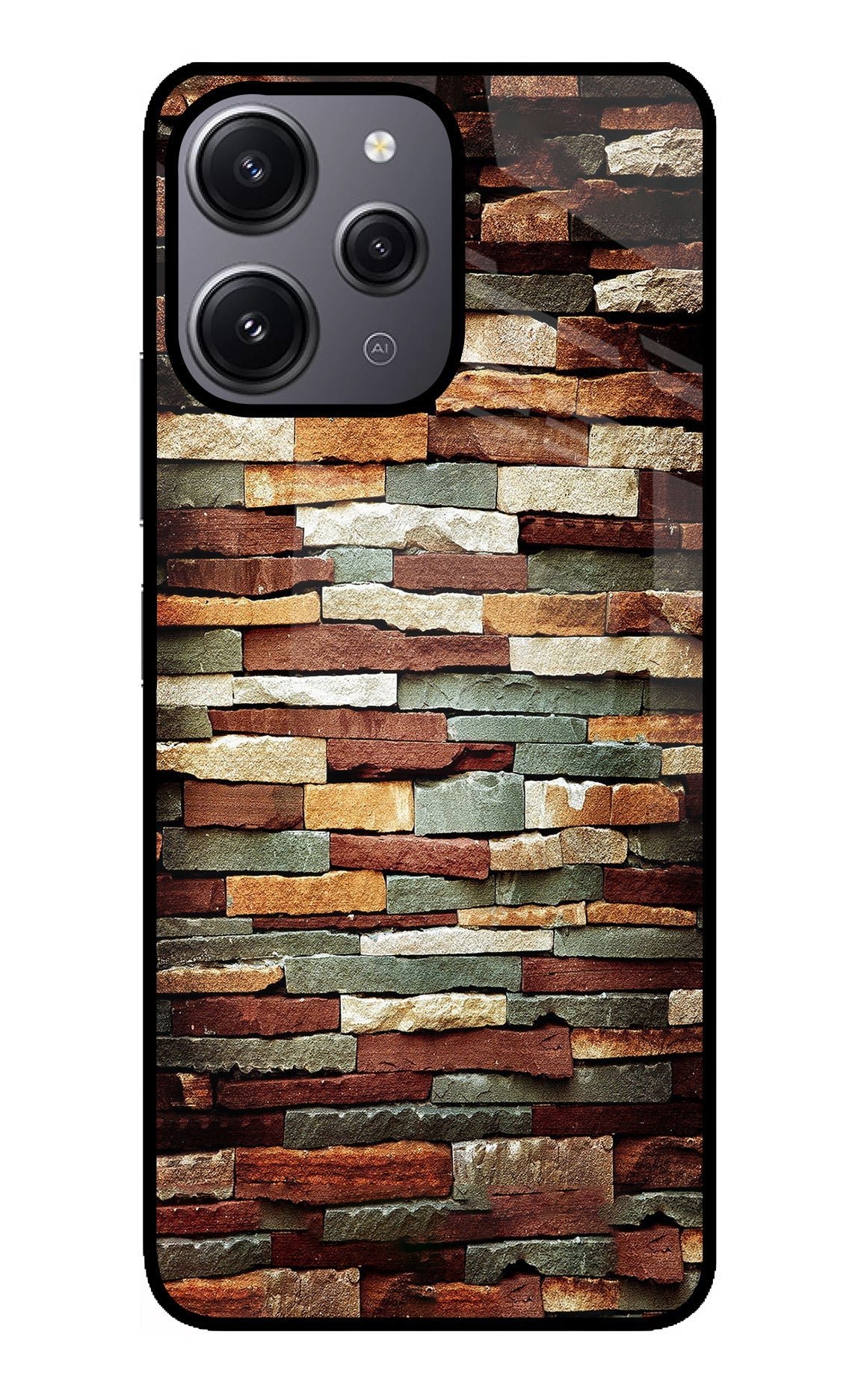 Bricks Pattern Redmi 12 4G Back Cover