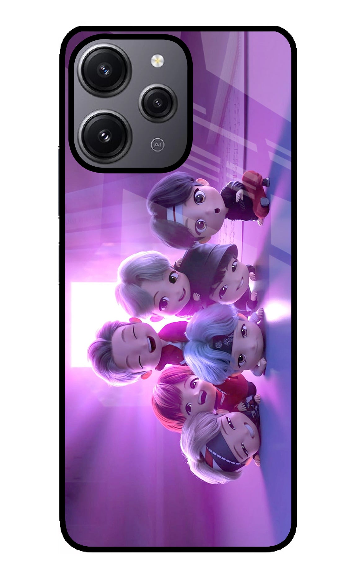 BTS Chibi Redmi 12 4G Glass Case