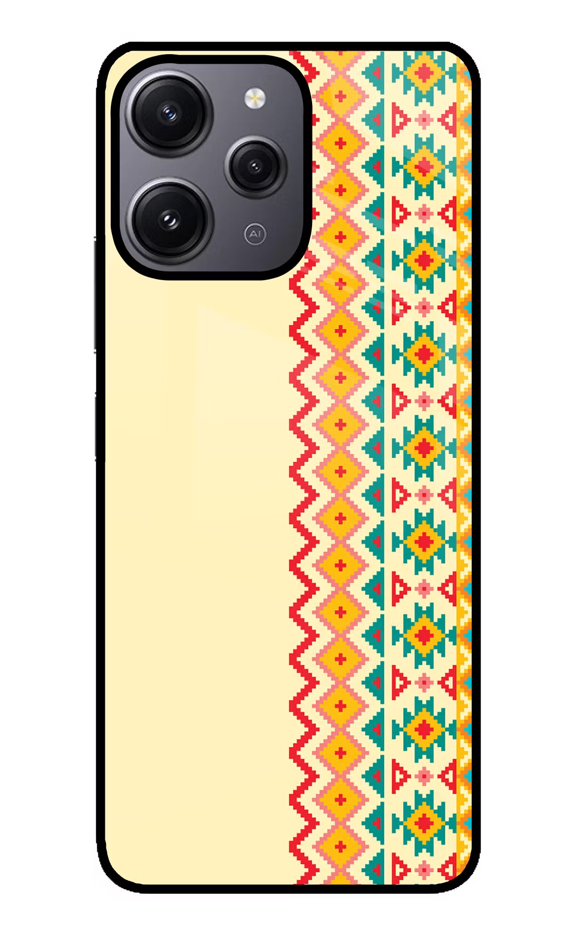 Ethnic Seamless Redmi 12 4G Glass Case Back Cover by Casekaro