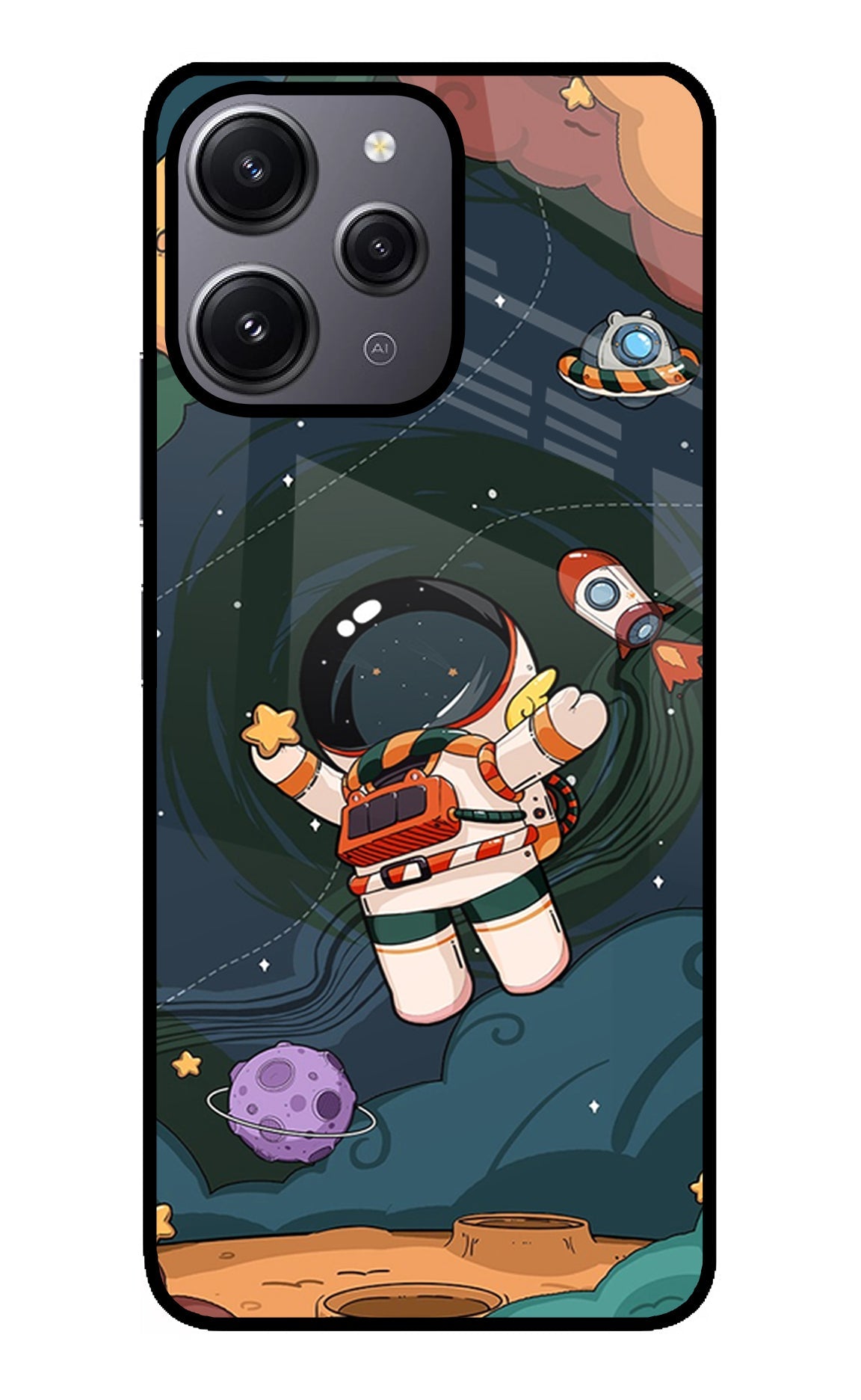 Cartoon Astronaut Redmi 12 4G Back Cover