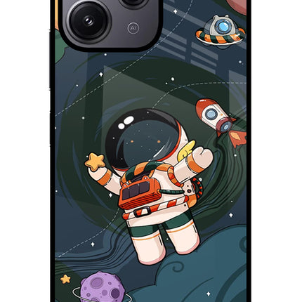 Cartoon Astronaut Redmi 12 4G Glass Case