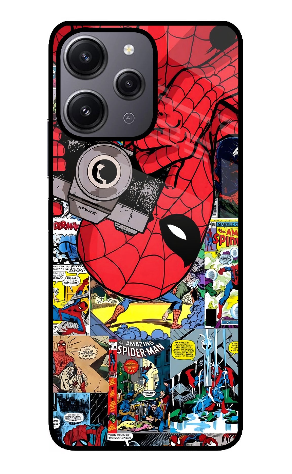 Spider Man Redmi 12 4G Glass Case