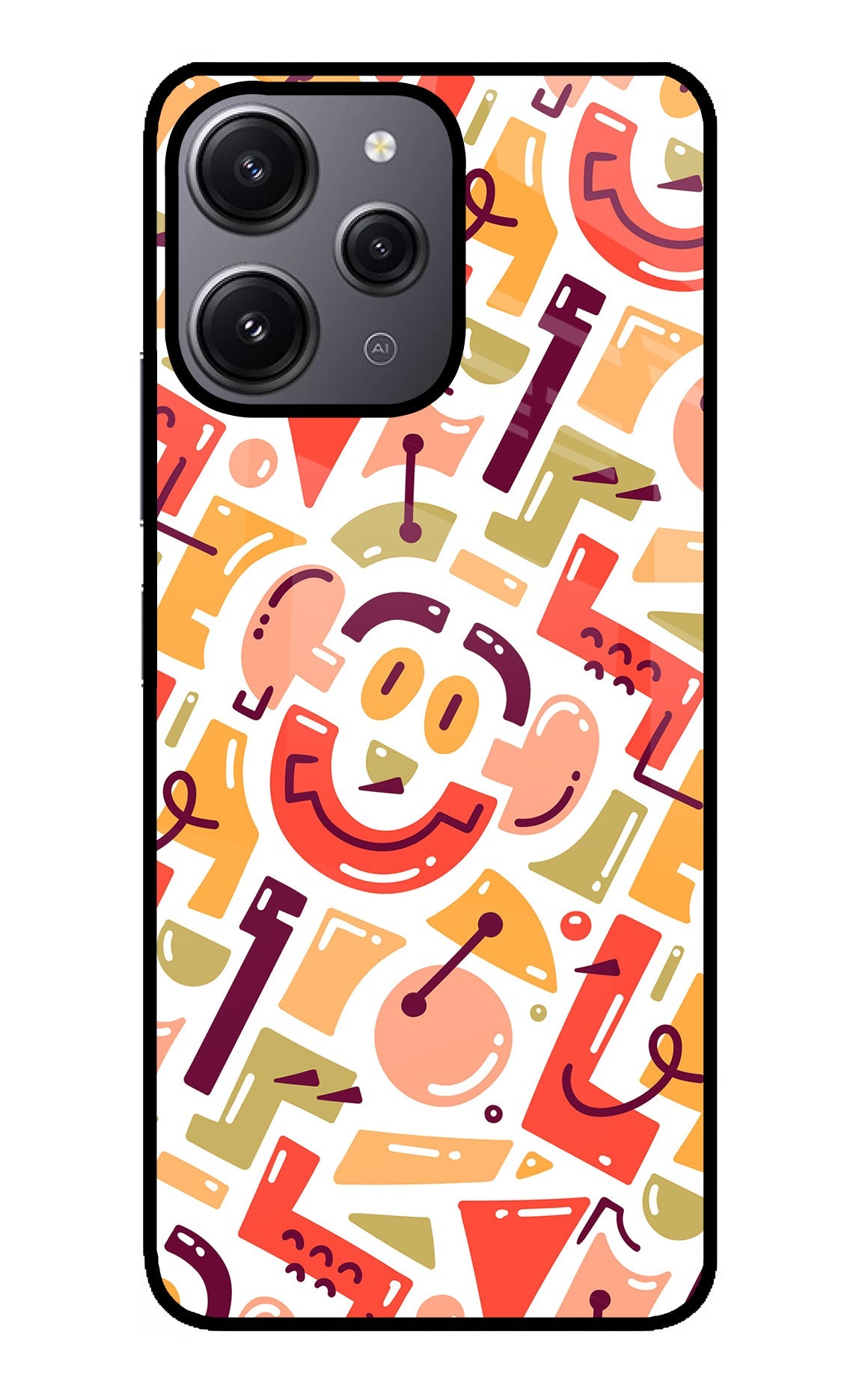 Doodle Pattern Redmi 12 4G Glass Case