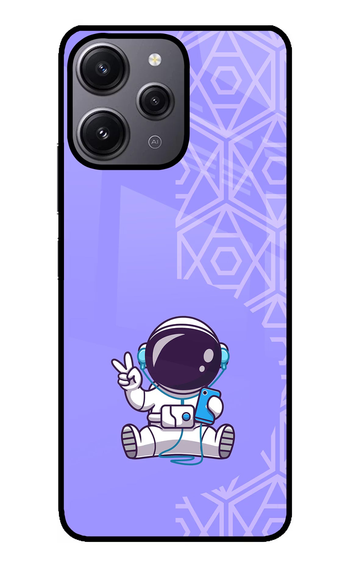 Cute Astronaut Chilling Redmi 12 4G Glass Case