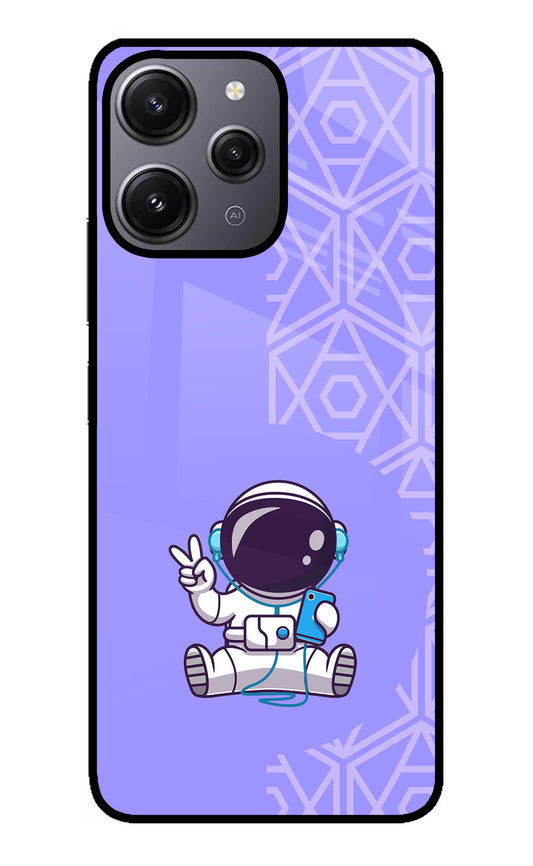 Cute Astronaut Chilling Redmi 12 4G Glass Case