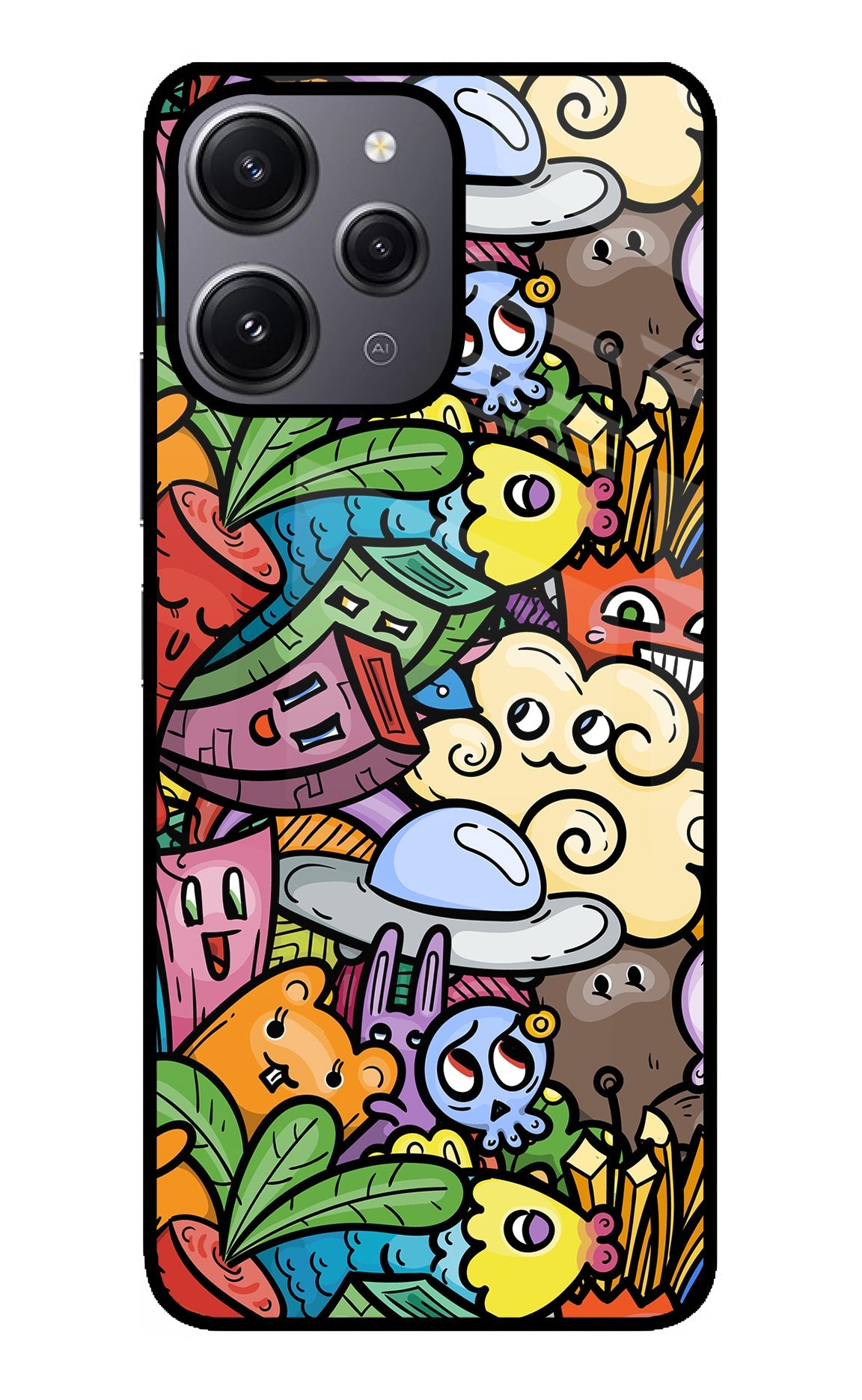 Veggie Doodle Redmi 12 4G Glass Case