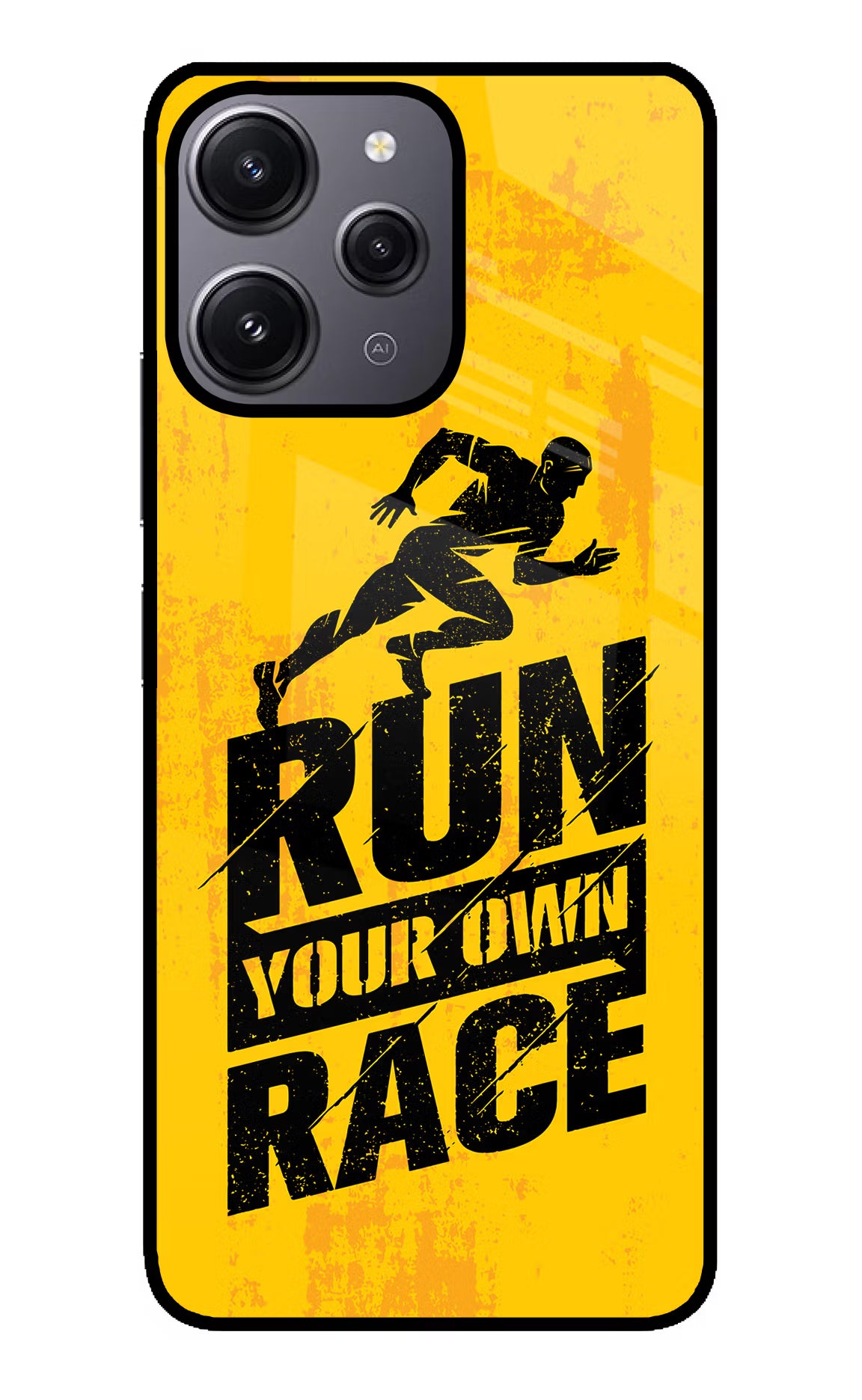 Run Your Own Race Redmi 12 4G Glass Case Back Cover by Casekaro