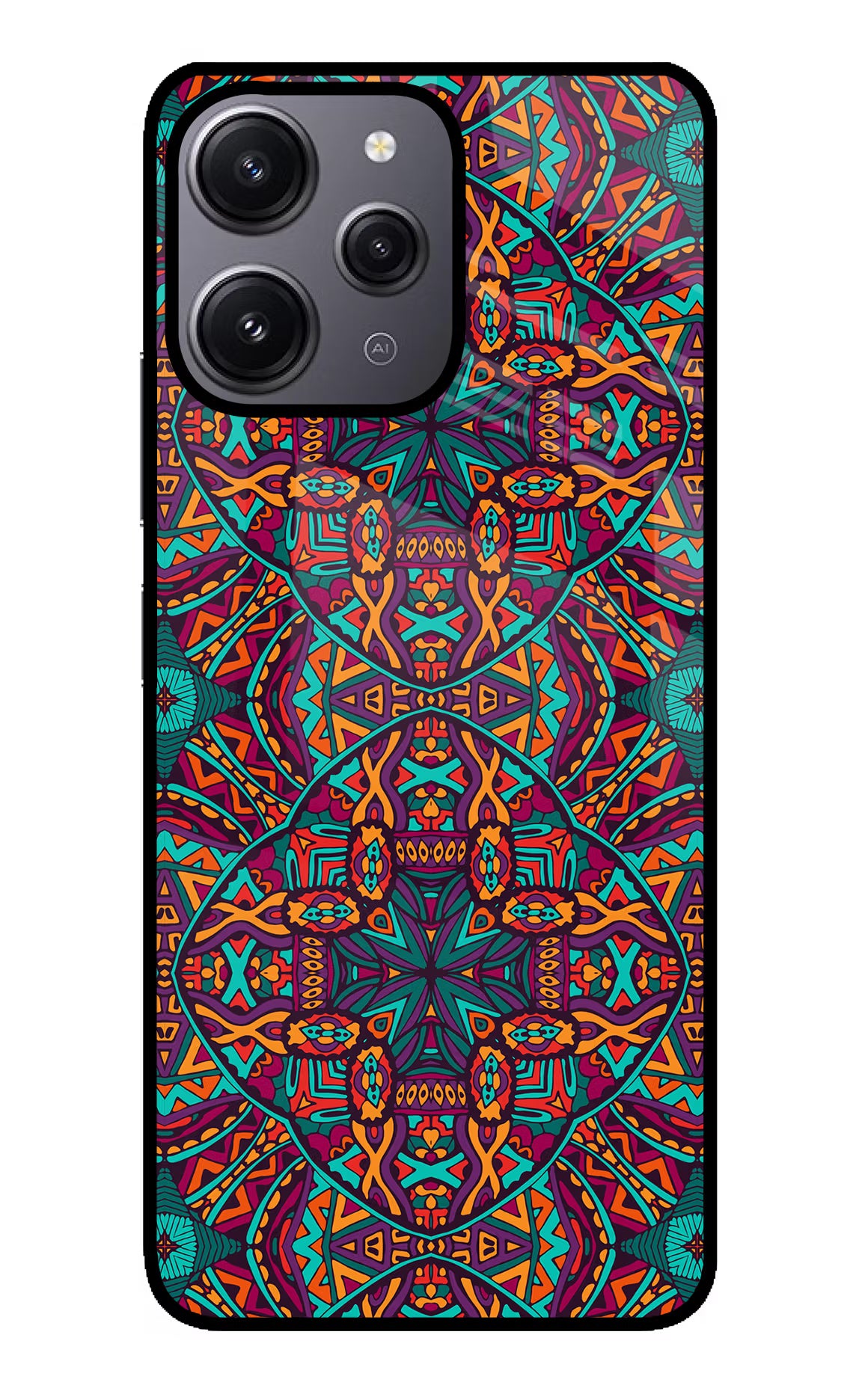 Colour Mandala Redmi 12 4G Glass Case Back Cover by Casekaro