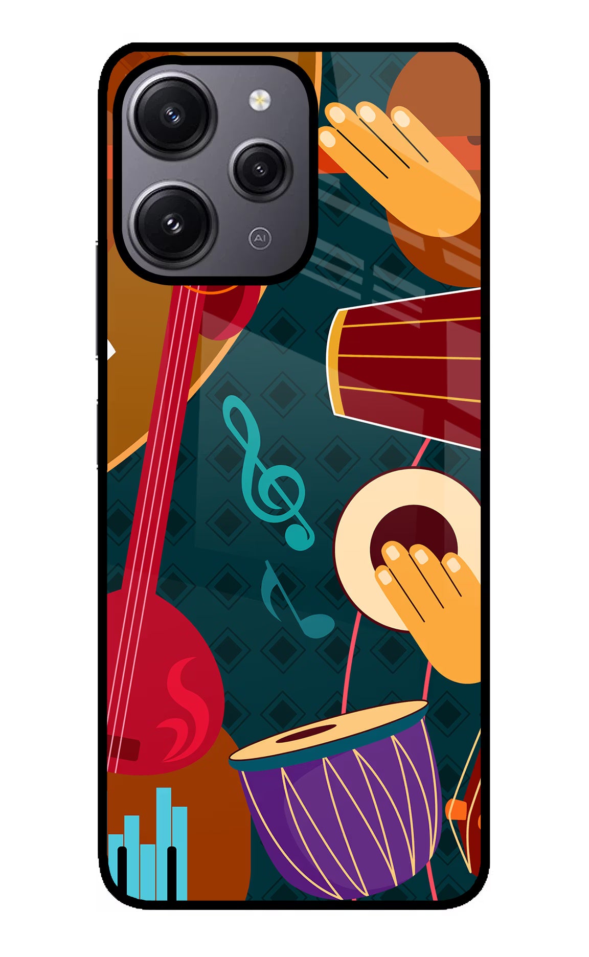 Music Instrument Redmi 12 4G Glass Case Back Cover by Casekaro