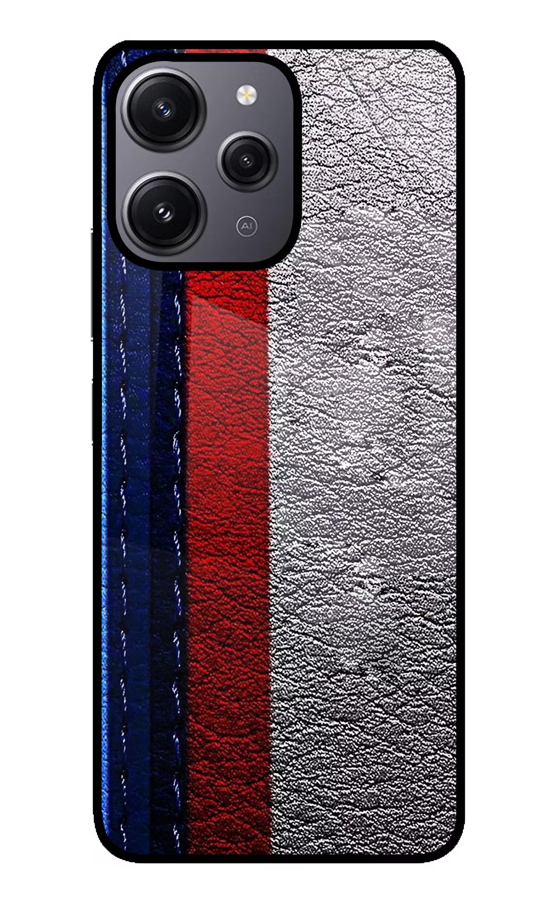 BMW Stripes Redmi 12 4G Glass Case Back Cover by Casekaro