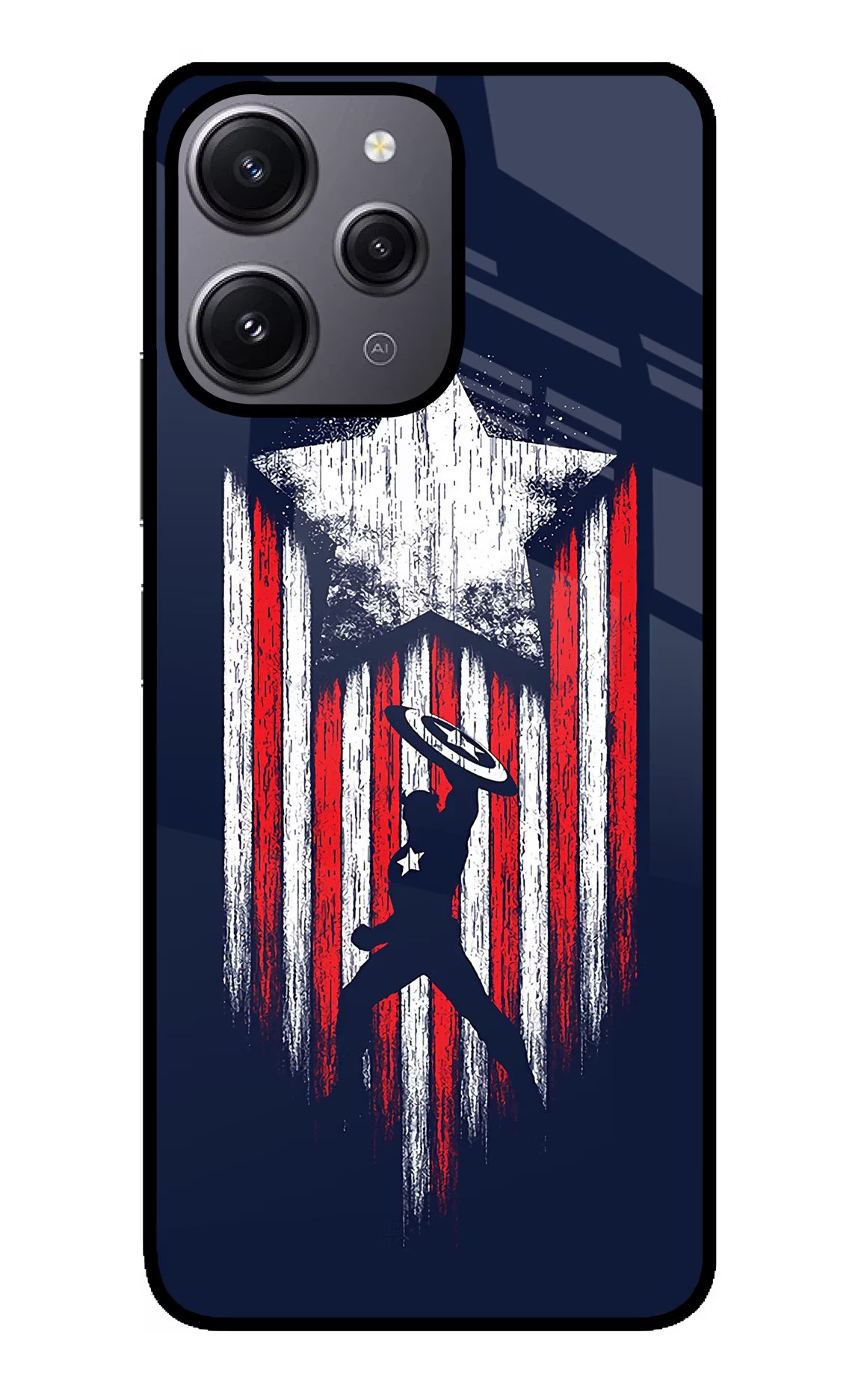 Captain America Marvel Art Redmi 12 4G Glass Case Back Cover by Casekaro