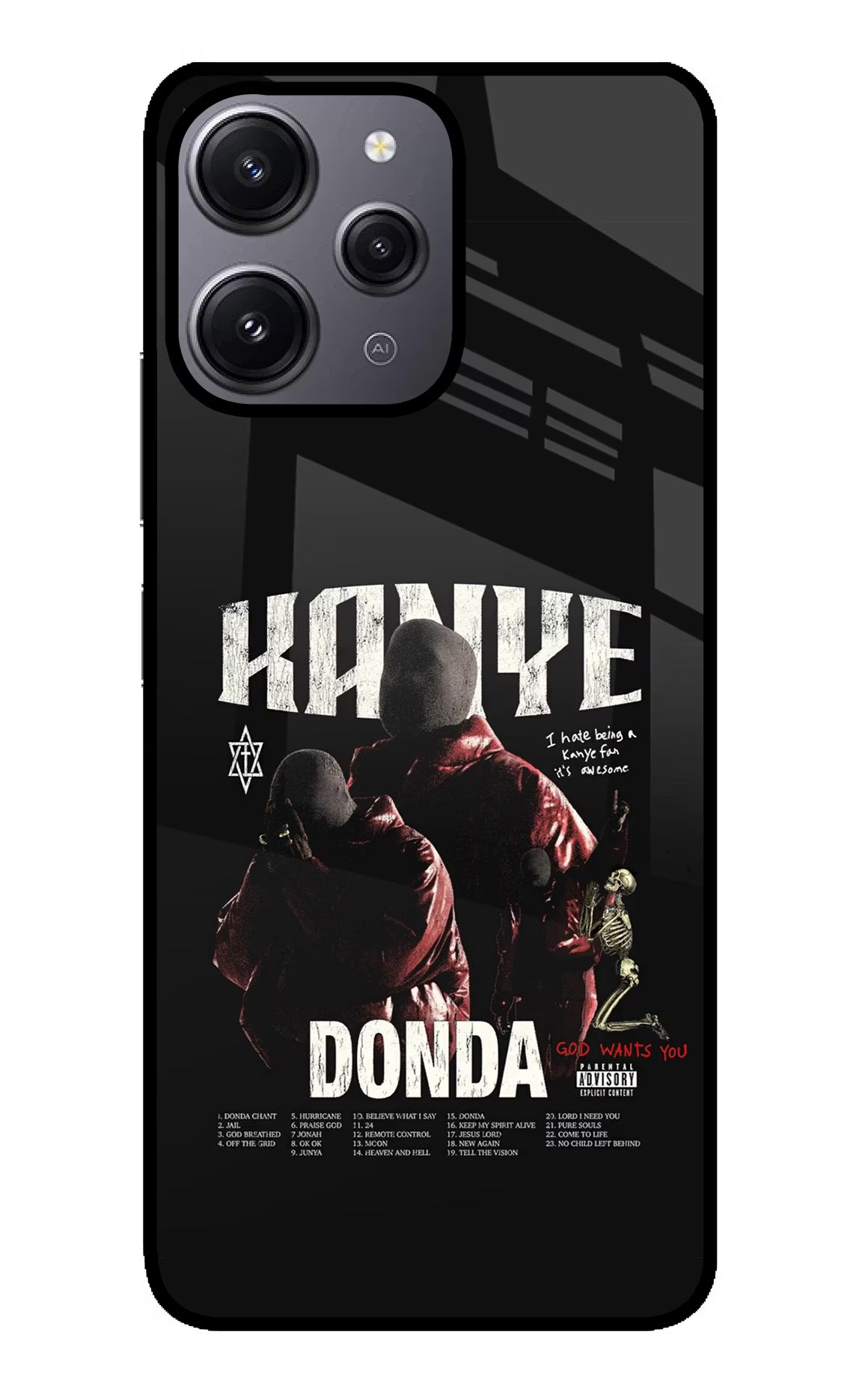 Donda Kanye West Redmi 12 4G Glass Case Back Cover by Casekaro