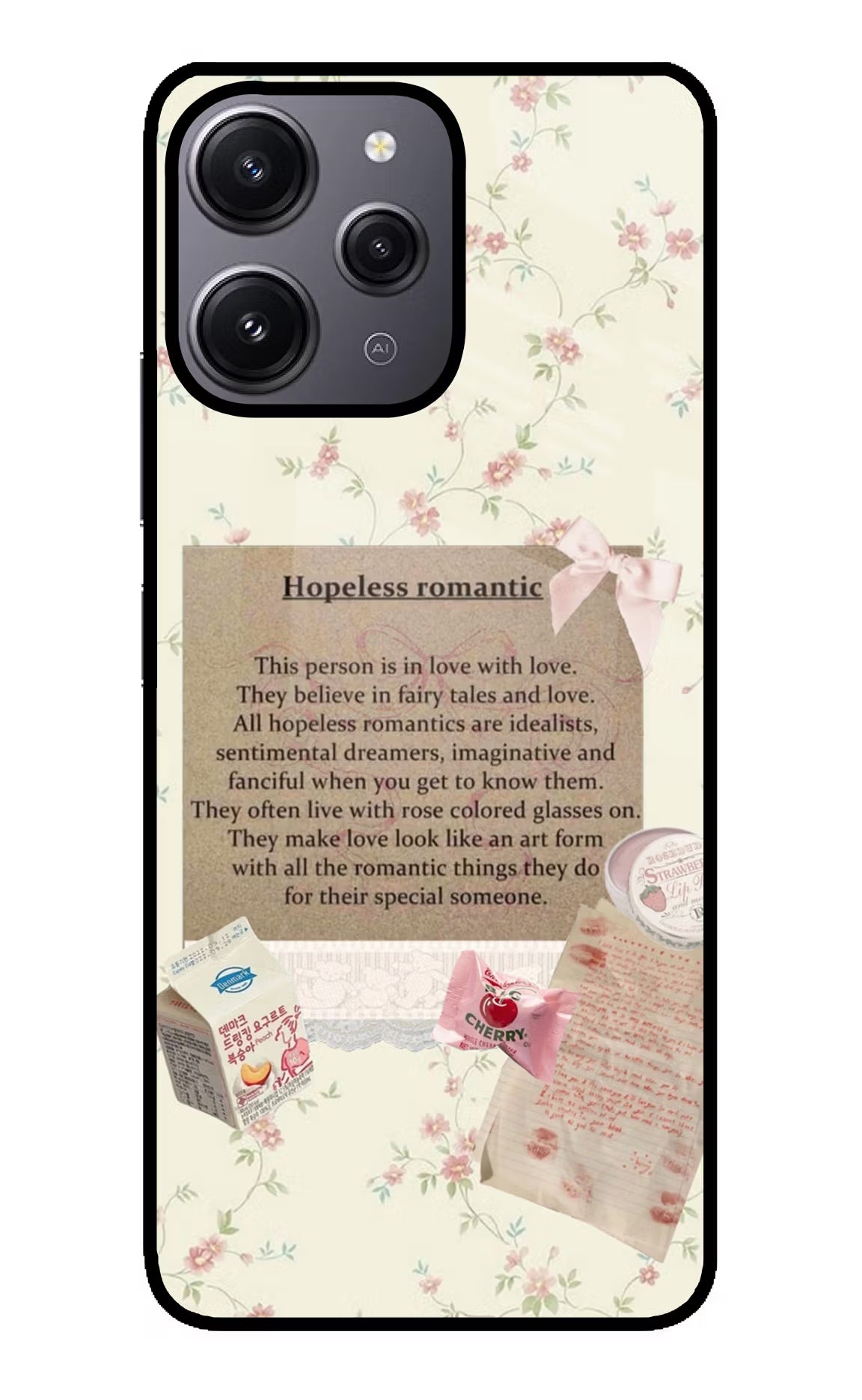 Hopeless Romantic Redmi 12 4G Glass Case Back Cover by Casekaro