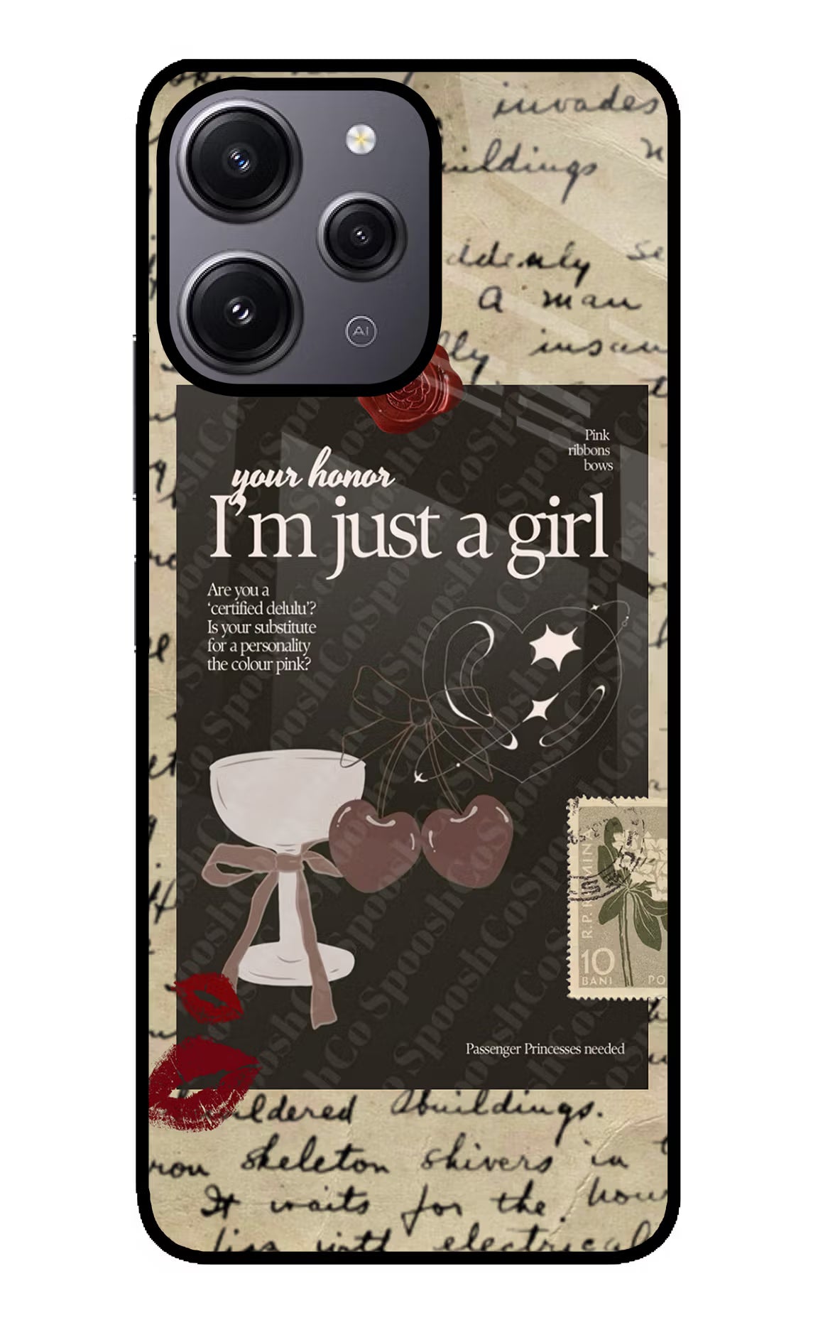 I am just a girl Redmi 12 4G Glass Case Back Cover by Casekaro