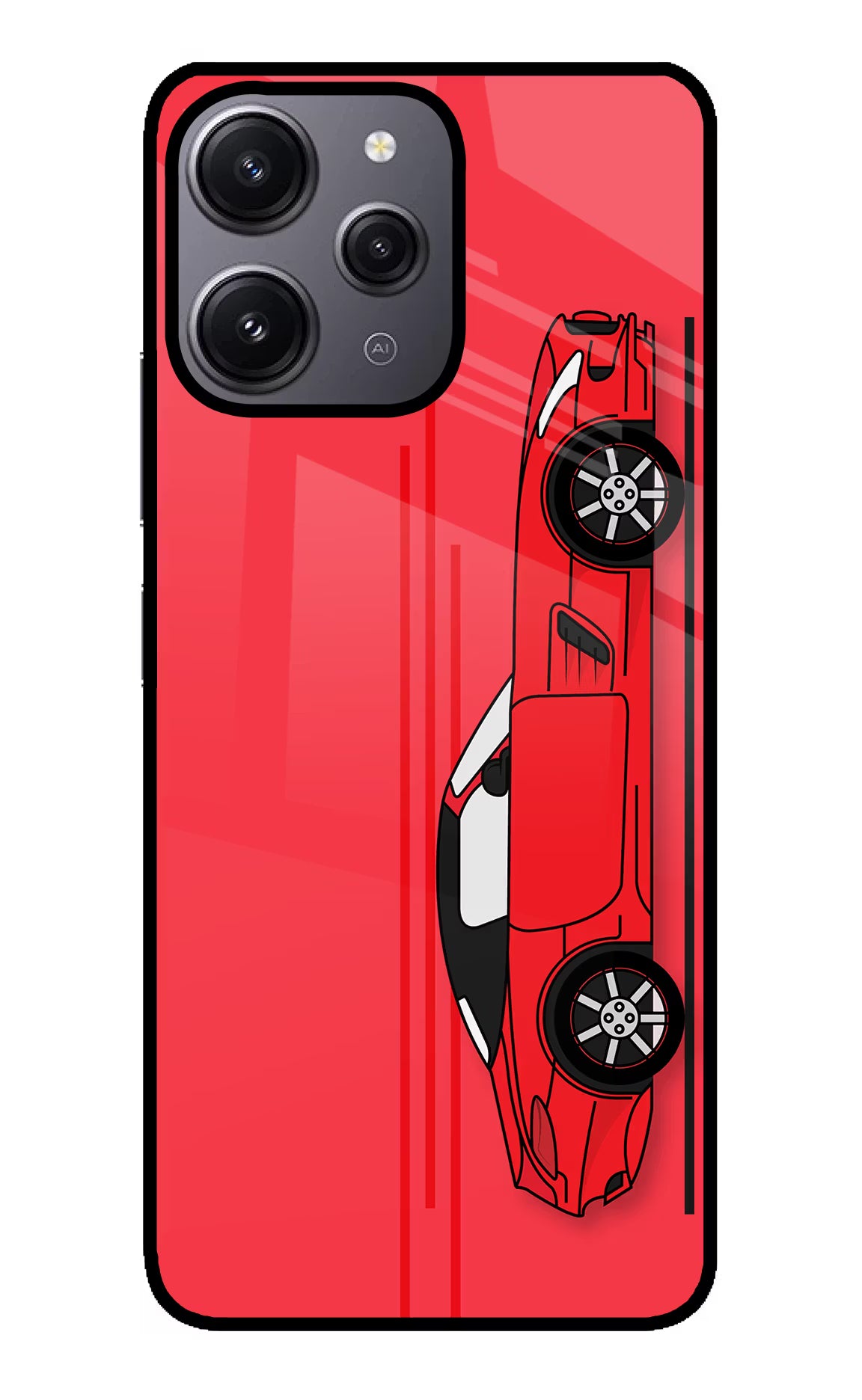 Red Velocity Redmi 12 4G Glass Case Back Cover by Casekaro