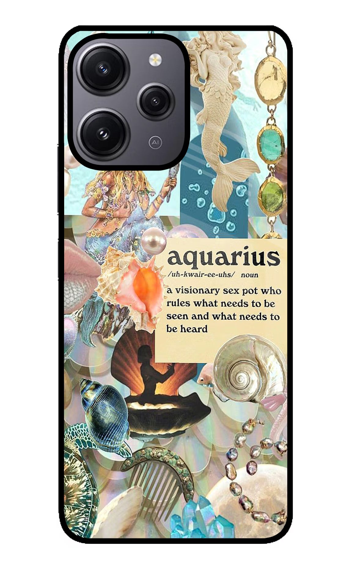 Aquarius Zodiac Redmi 12 4G Glass Case Back Cover by Casekaro