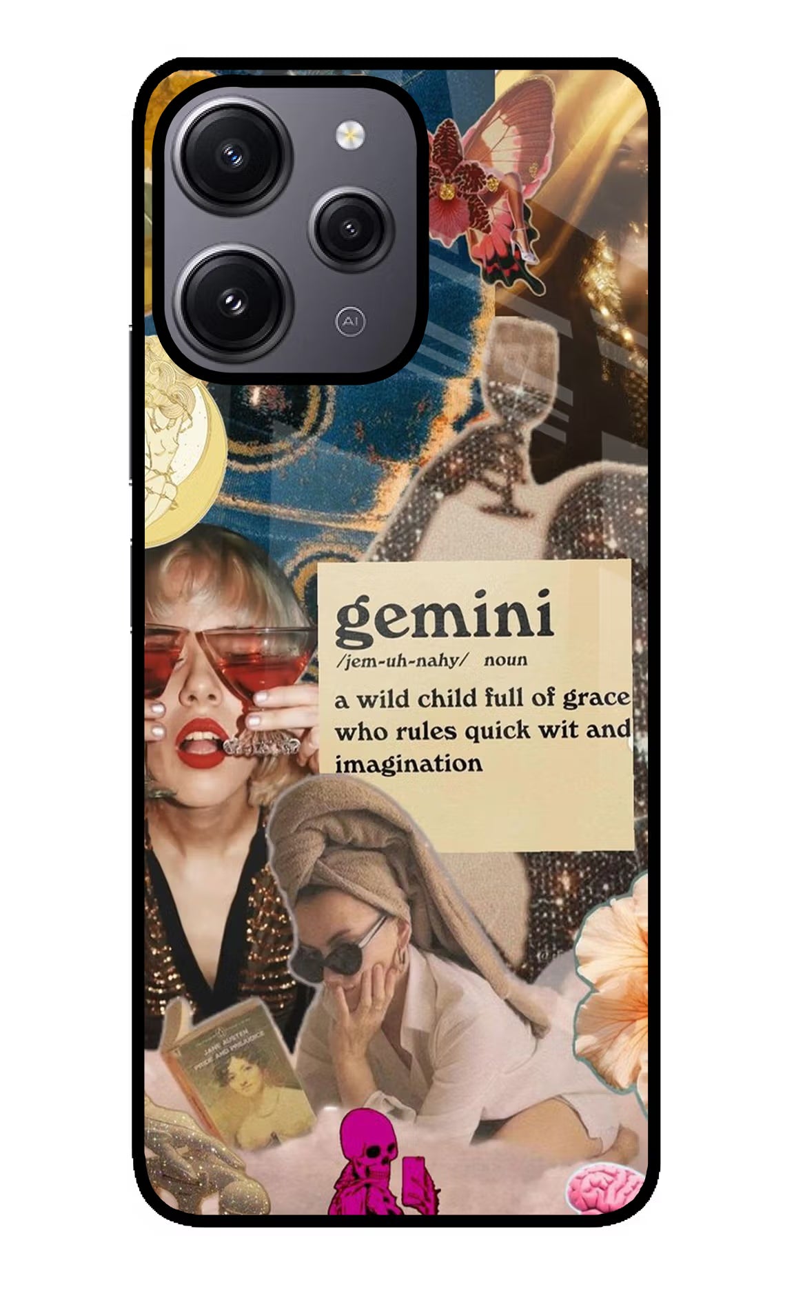 Gemini Zodiac Redmi 12 4G Glass Case Back Cover by Casekaro