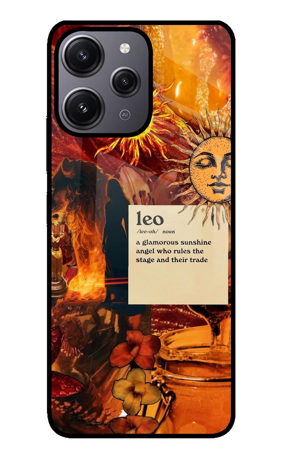 Leo Zodiac Redmi 12 4G Glass Case Back Cover by Casekaro