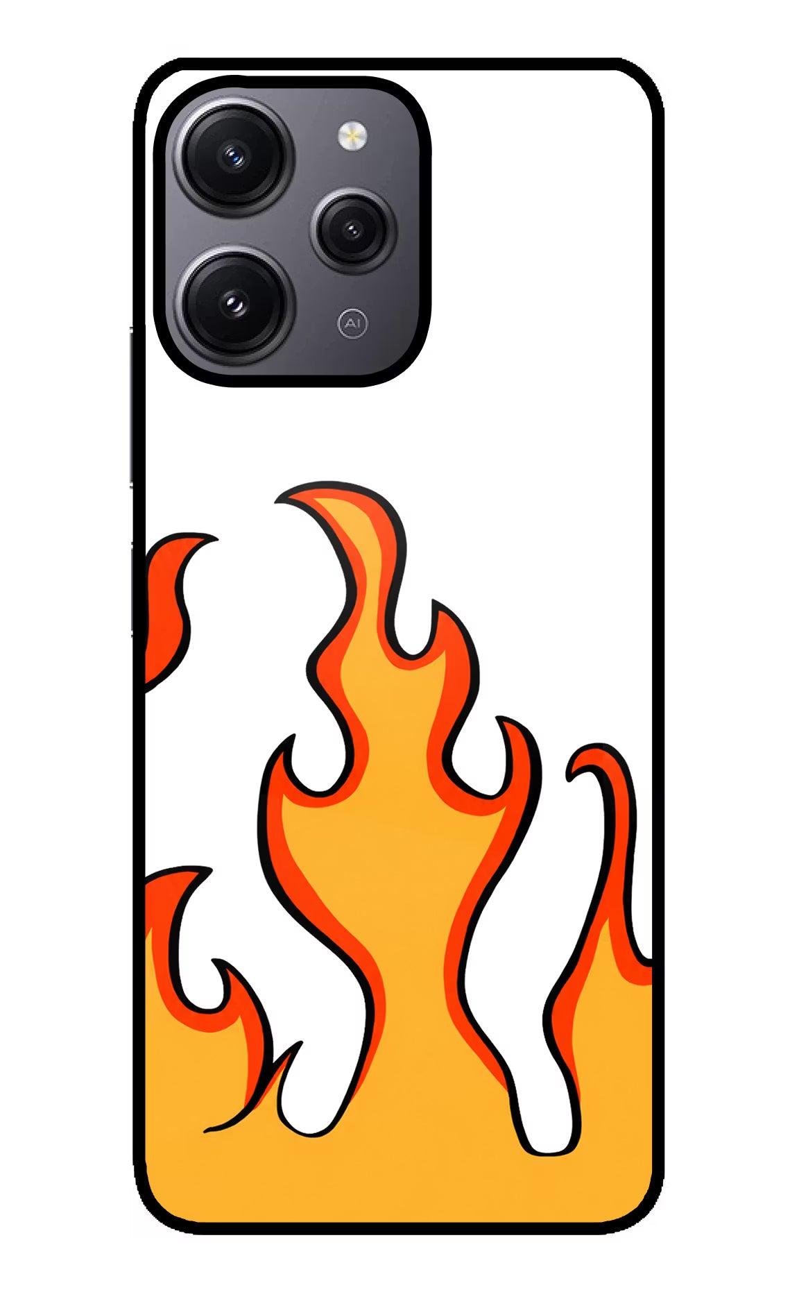 Fired Up – White Redmi 12 4G Glass Case Back Cover by Casekaro