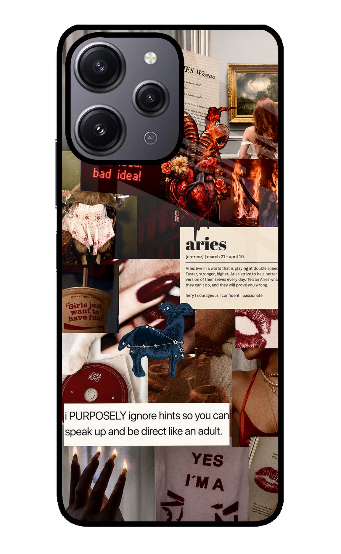 Zodiac Aries Redmi 12 4G Glass Case