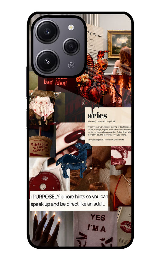 Zodiac Aries Redmi 12 4G Glass Case