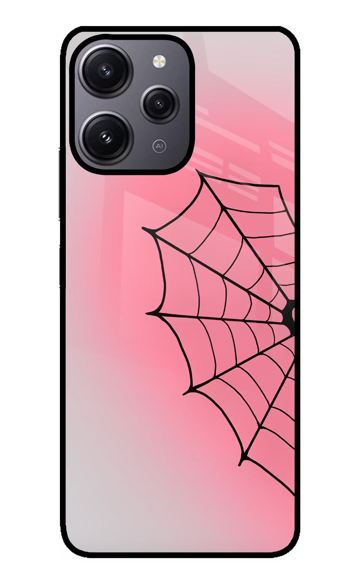 Pink Web Redmi 12 4G Glass Case