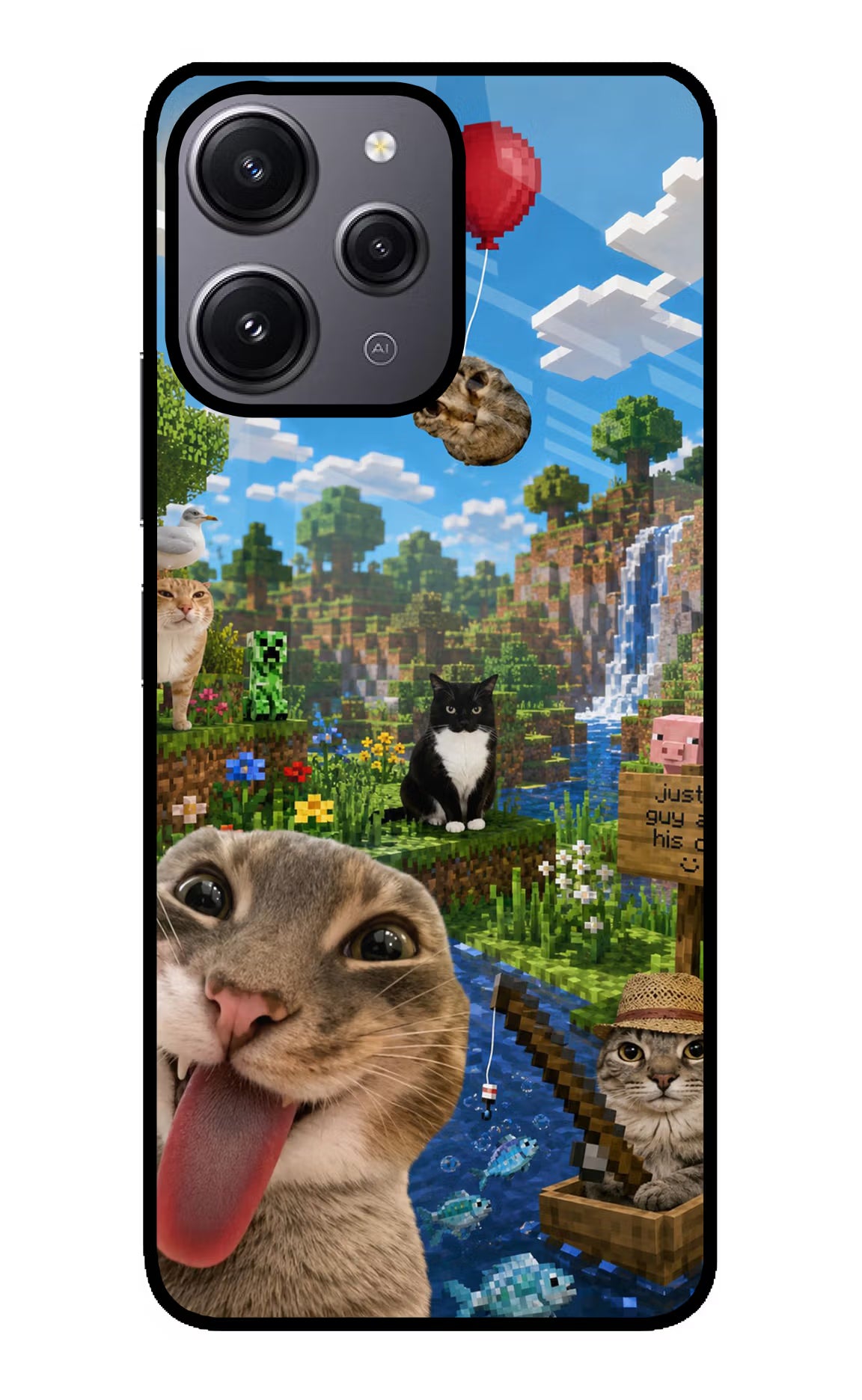 Minecraft Cat Chaos Redmi 12 4G Glass Case