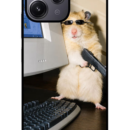 Hacker Hamster Redmi 12 4G Glass Case Back Cover by Casekaro