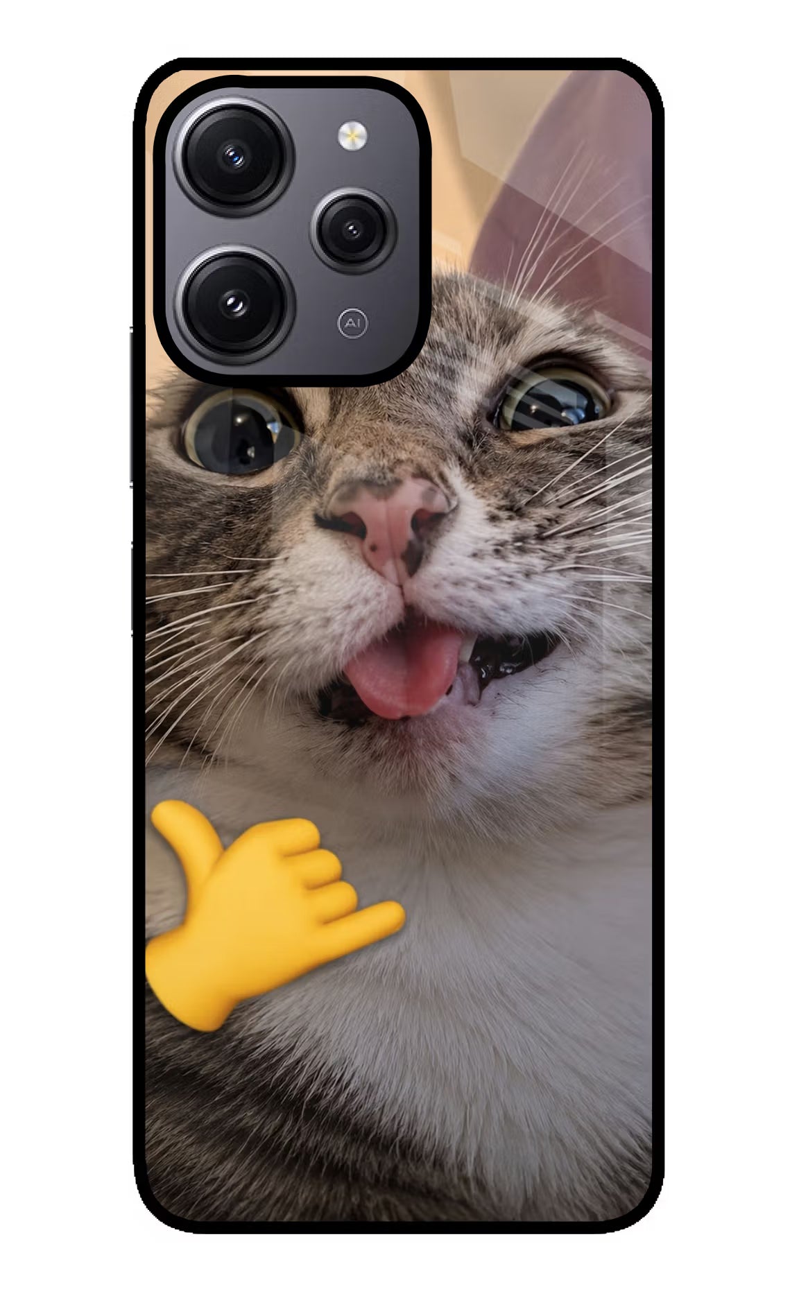 Silly Cat Call Redmi 12 4G Glass Case