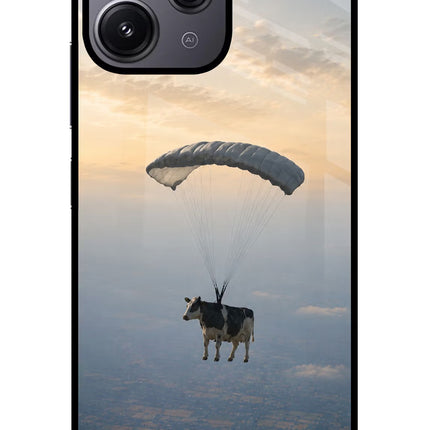 Skydiving Cow Redmi 12 4G Glass Case