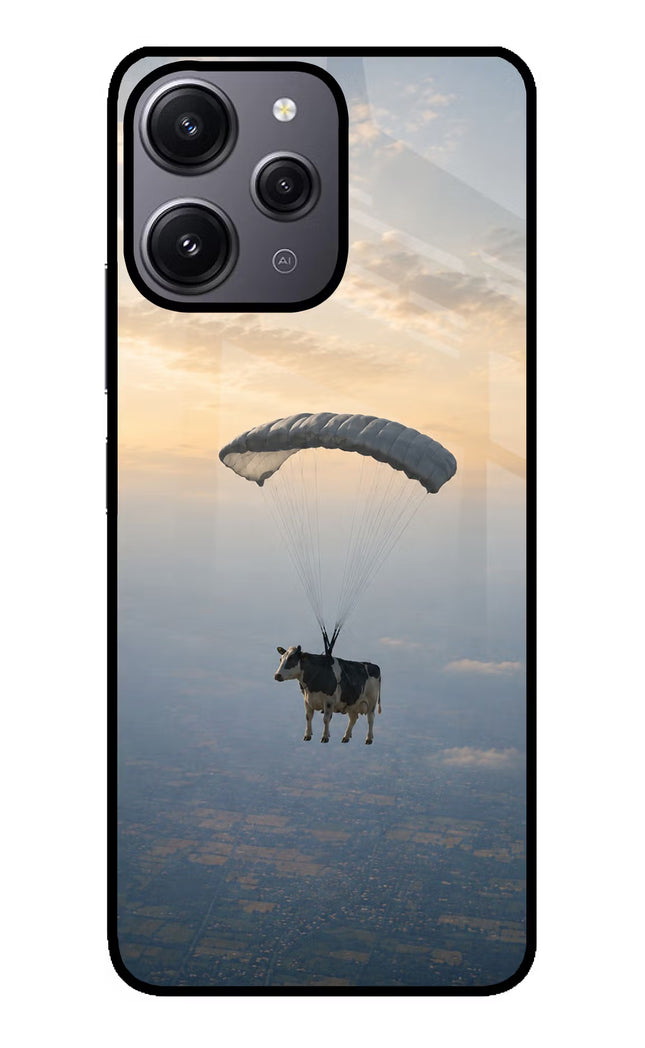 Skydiving Cow Redmi 12 4G Glass Case