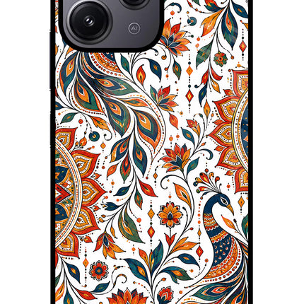 White Mayura Redmi 12 4G Glass Case
