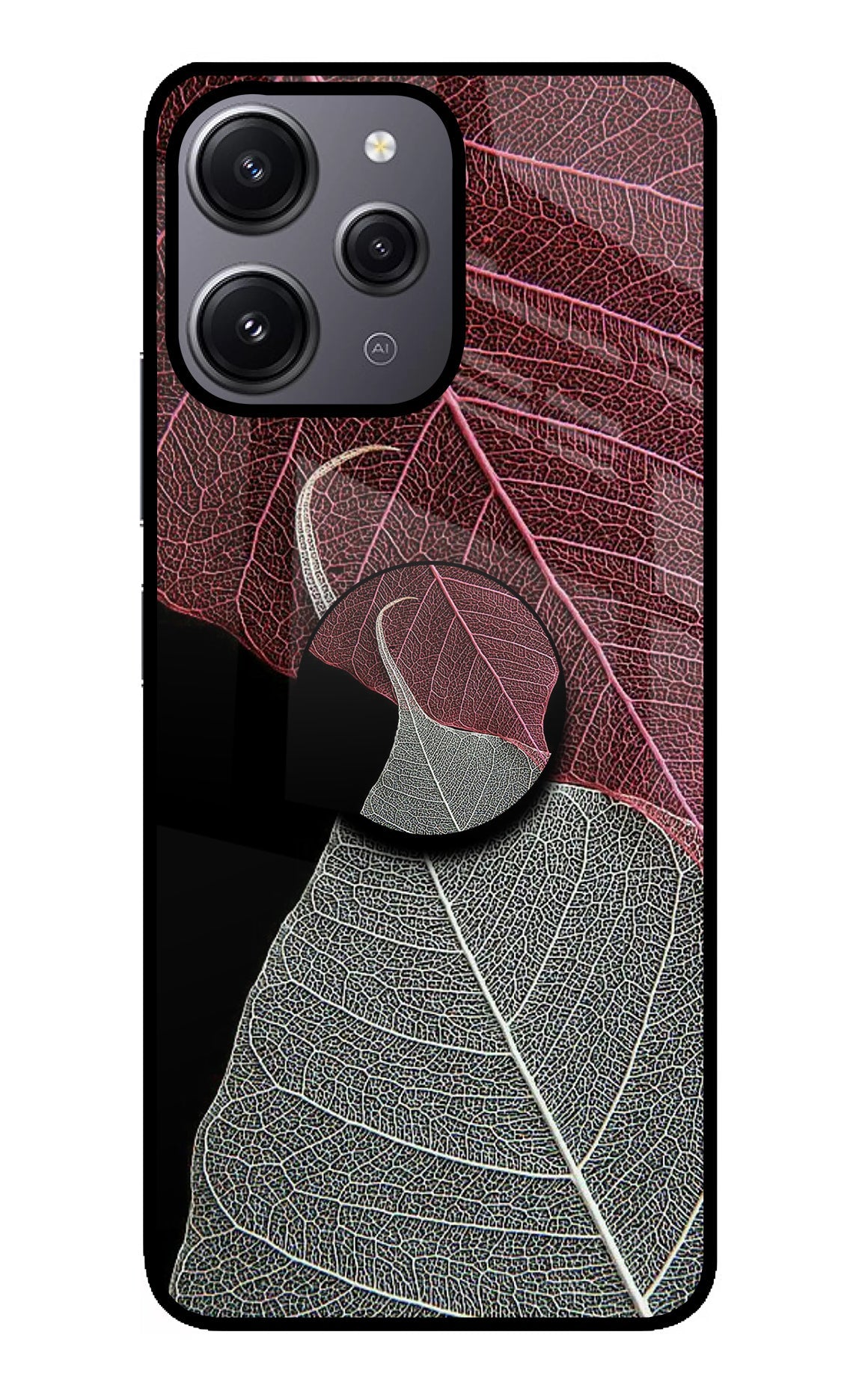 Leaf Pattern Redmi 12 4G Glass Case