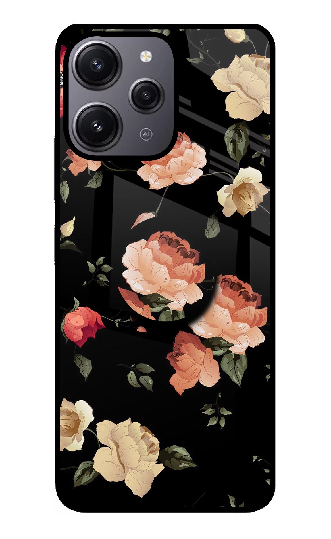 Flowers Redmi 12 4G Glass Case