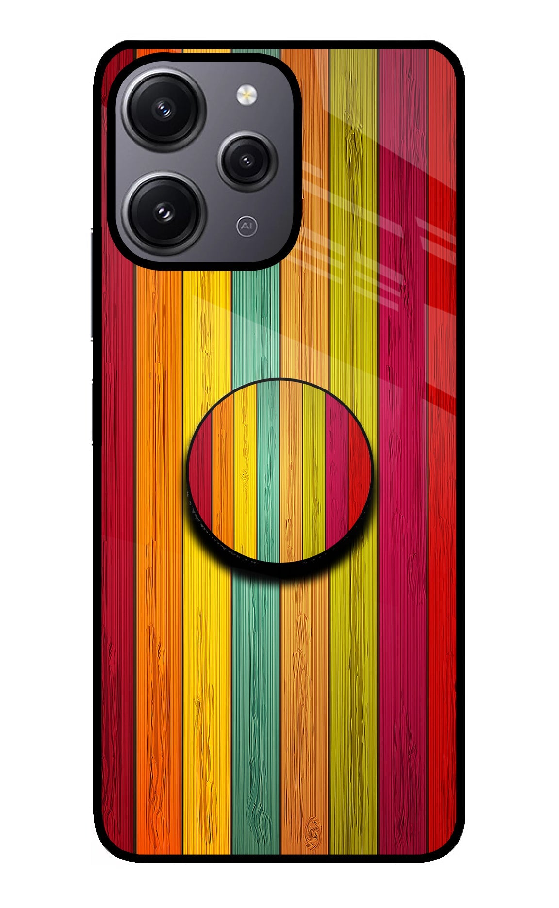 Multicolor Wooden Redmi 12 4G Pop Case