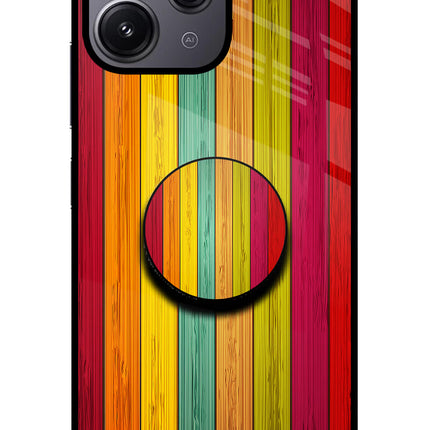 Multicolor Wooden Redmi 12 4G Pop Case by Casekaro