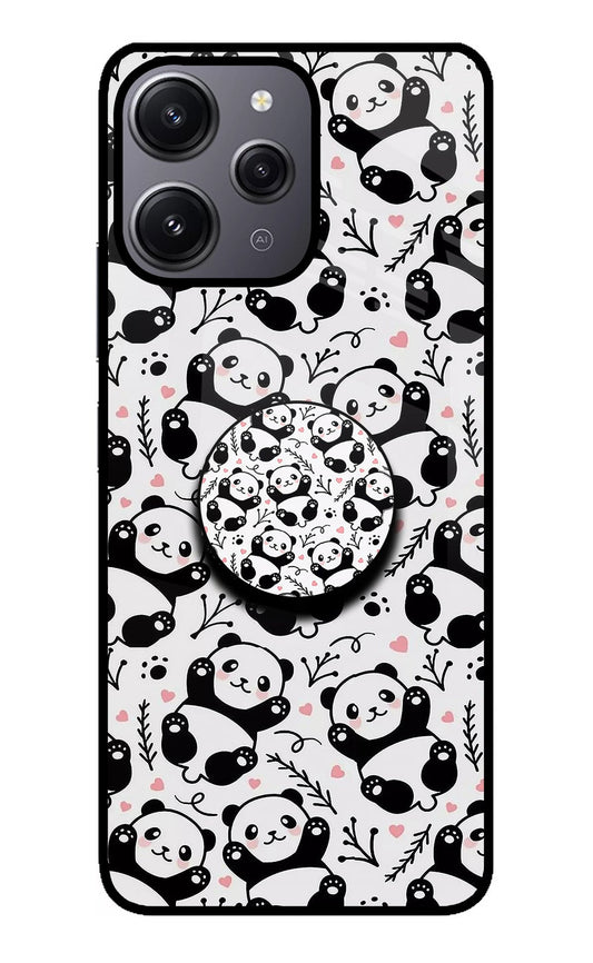 Cute Panda Redmi 12 4G Glass Case