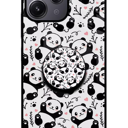 Cute Panda Redmi 12 4G Glass Case
