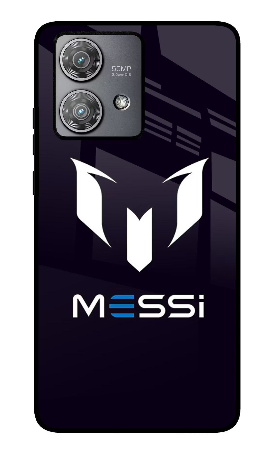 Messi Logo Moto Edge 40 Neo Glass Case Back Cover by Casekaro