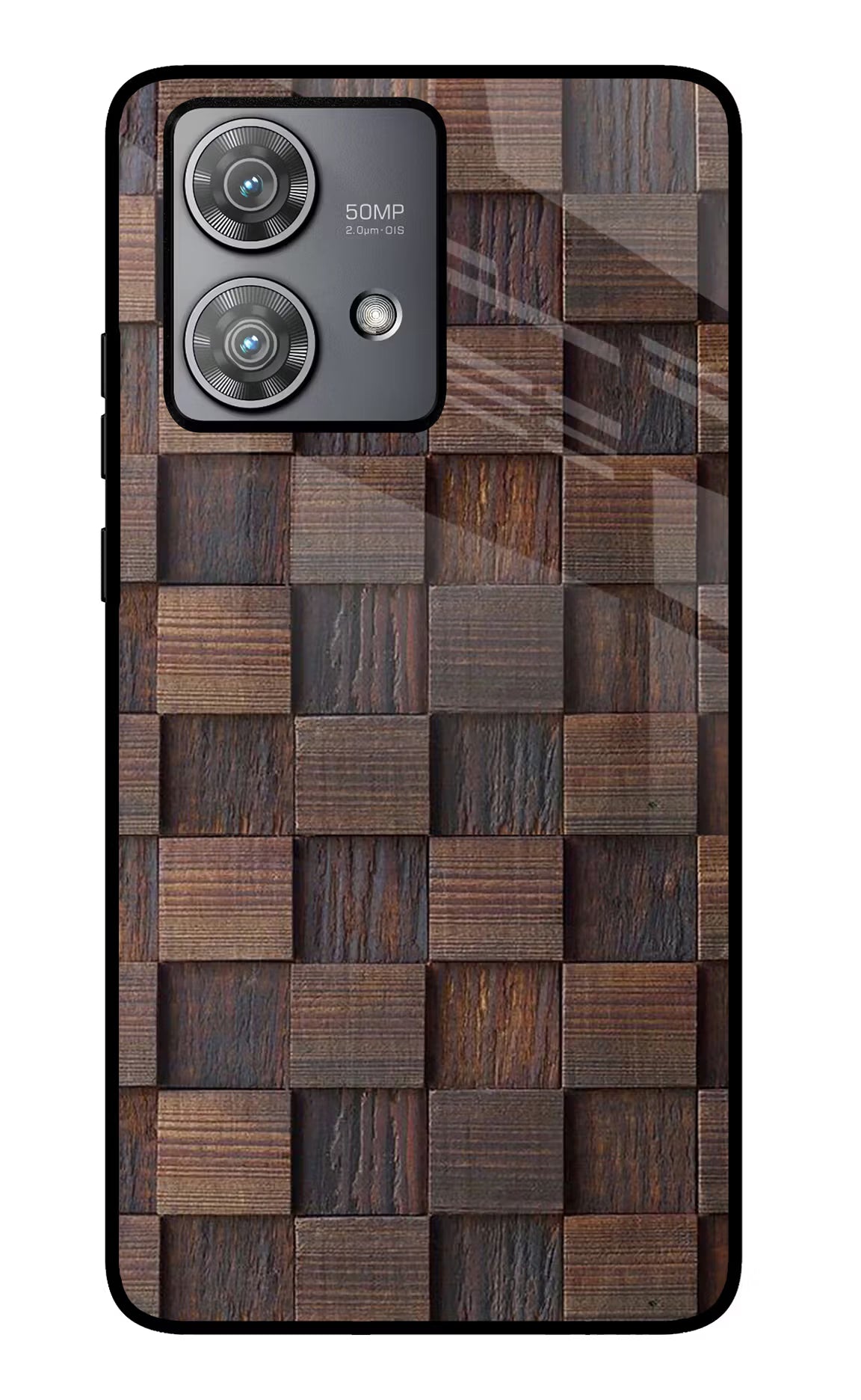 Wooden Cube Design Moto Edge 40 Neo Glass Case Back Cover by Casekaro