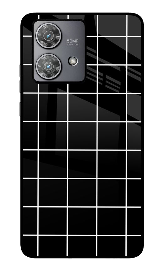 White Grid Moto Edge 40 Neo Glass Case