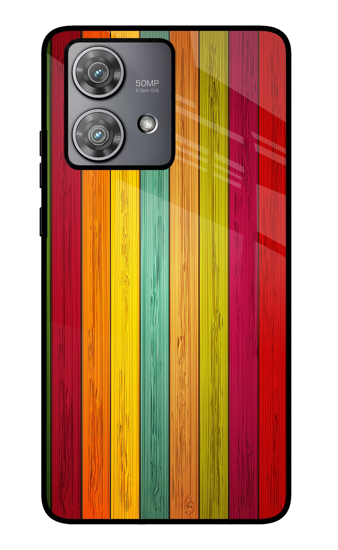 Multicolor Wooden Moto Edge 40 Neo Glass Case