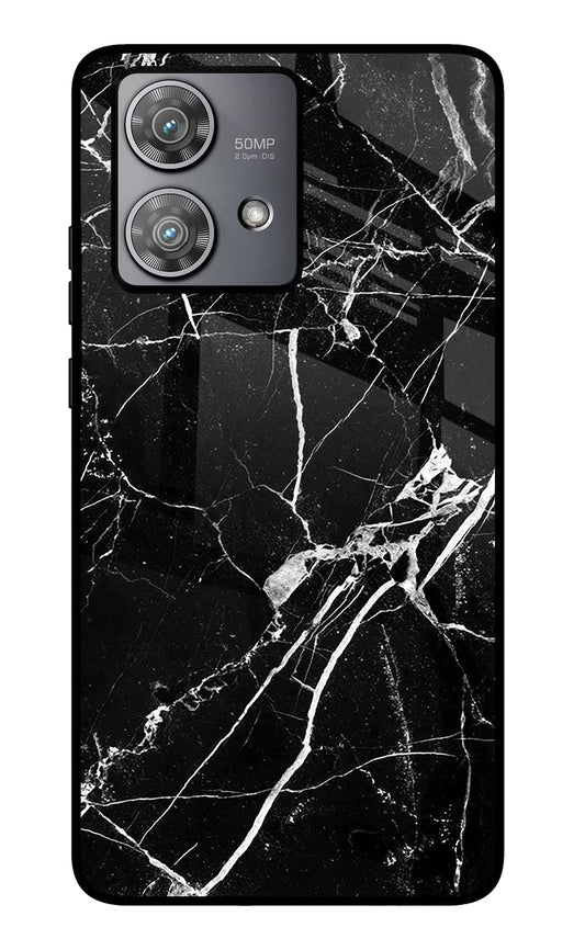 Black Marble Pattern Moto Edge 40 Neo Glass Case