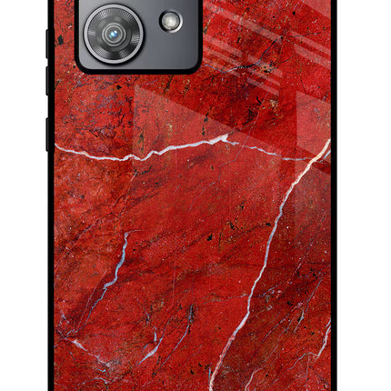 Red Marble Design Moto Edge 40 Neo Glass Case Back Cover by Casekaro