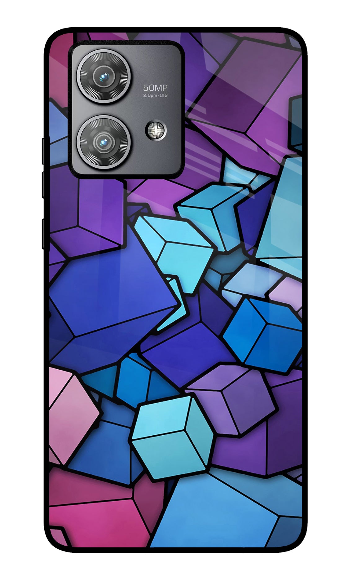 Cubic Abstract Moto Edge 40 Neo Glass Case