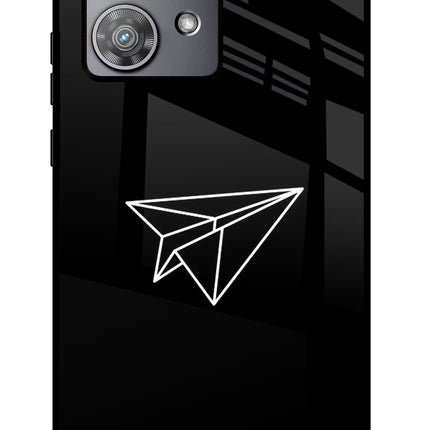 Paper Plane White Moto Edge 40 Neo Glass Case Back Cover by Casekaro