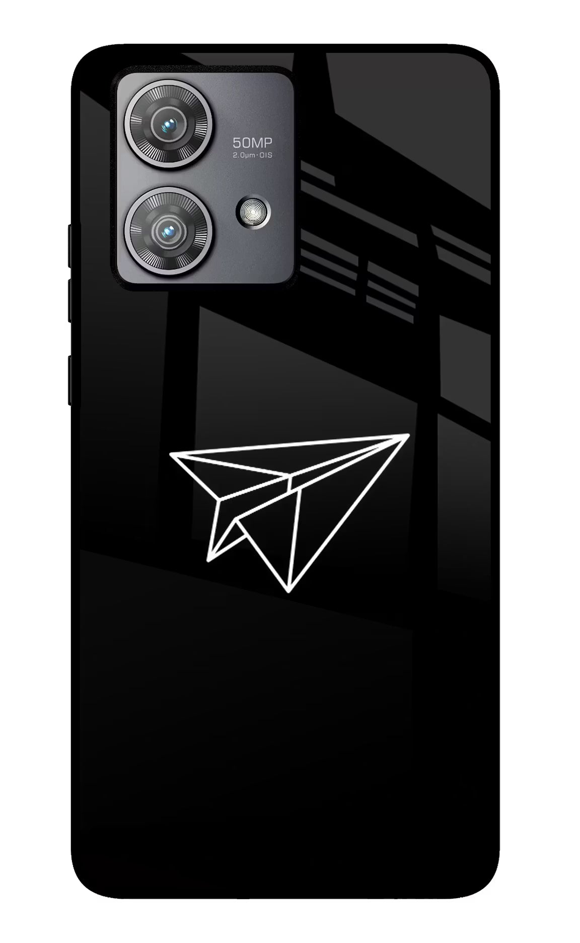 Paper Plane White Moto Edge 40 Neo Glass Case Back Cover by Casekaro