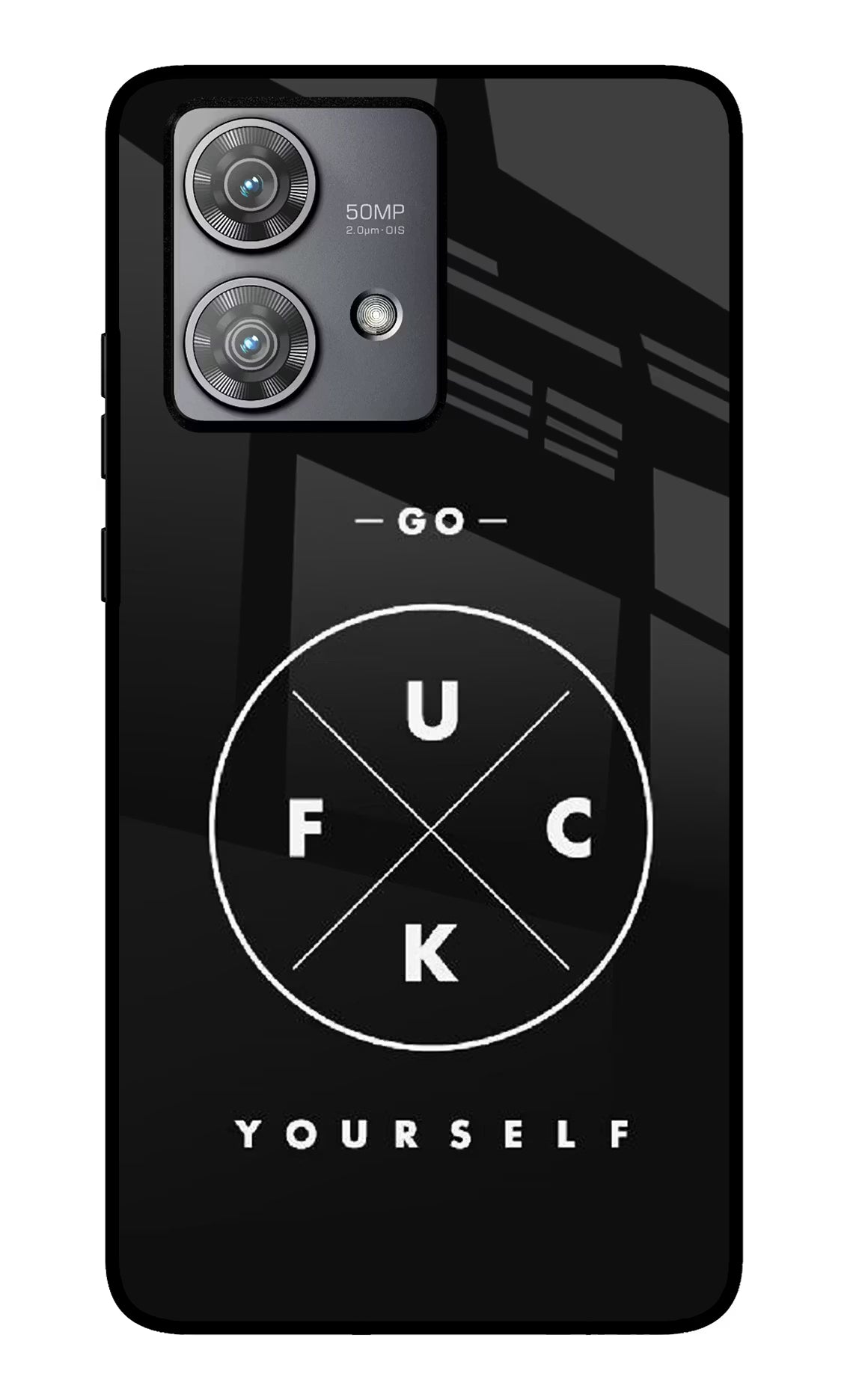 Go Fuck Yourself Moto Edge 40 Neo Glass Case Back Cover by Casekaro