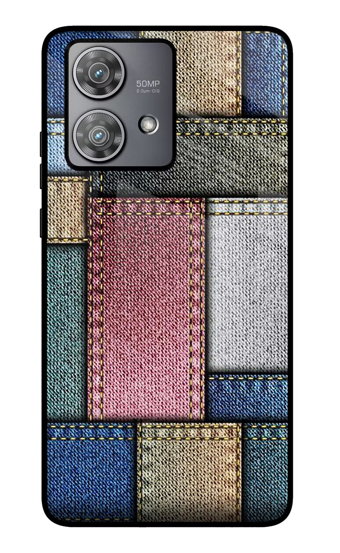 Multicolor Jeans Moto Edge 40 Neo Glass Case Back Cover by Casekaro